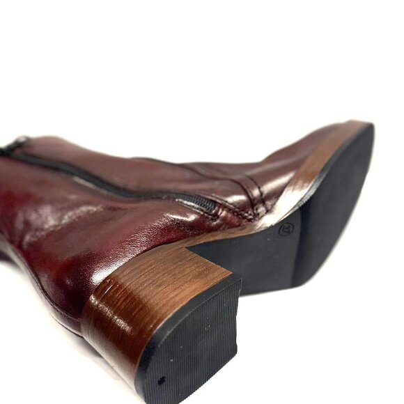 MIZ MOOZ SOFT LEATHER BOOTS SIDE ZIP WINE 37EU / 7US NEW Z-127 - Picture 3 of 5